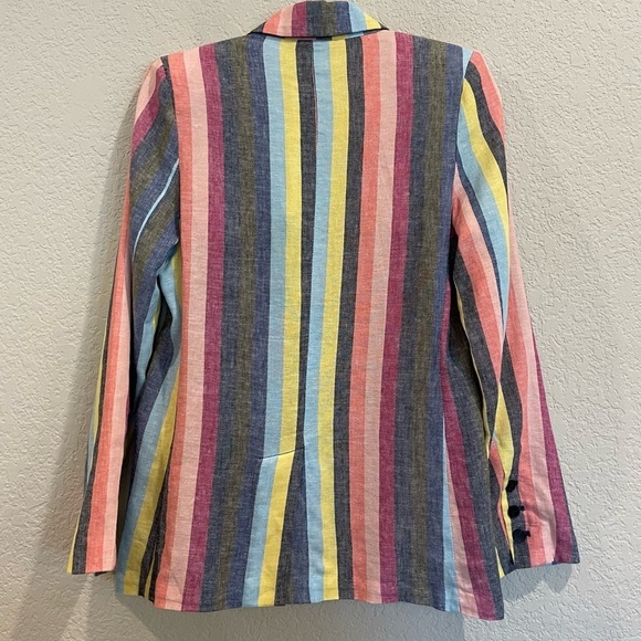 Current Air Striped Blazer - Linen Blend - Rainbow Stripe! - Picture 6 of 8